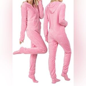 Hoodie-Footie Cozy Pink Women's Pajama Onesie - Size M